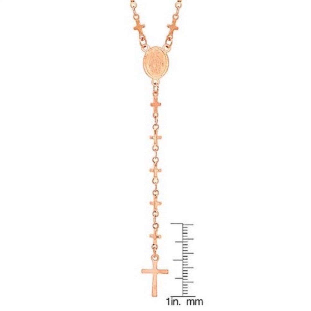 NEW•18K ROSE GOLD ROSELLY LARIAT ROSARY NECKLACE - Picture 3 of 13
